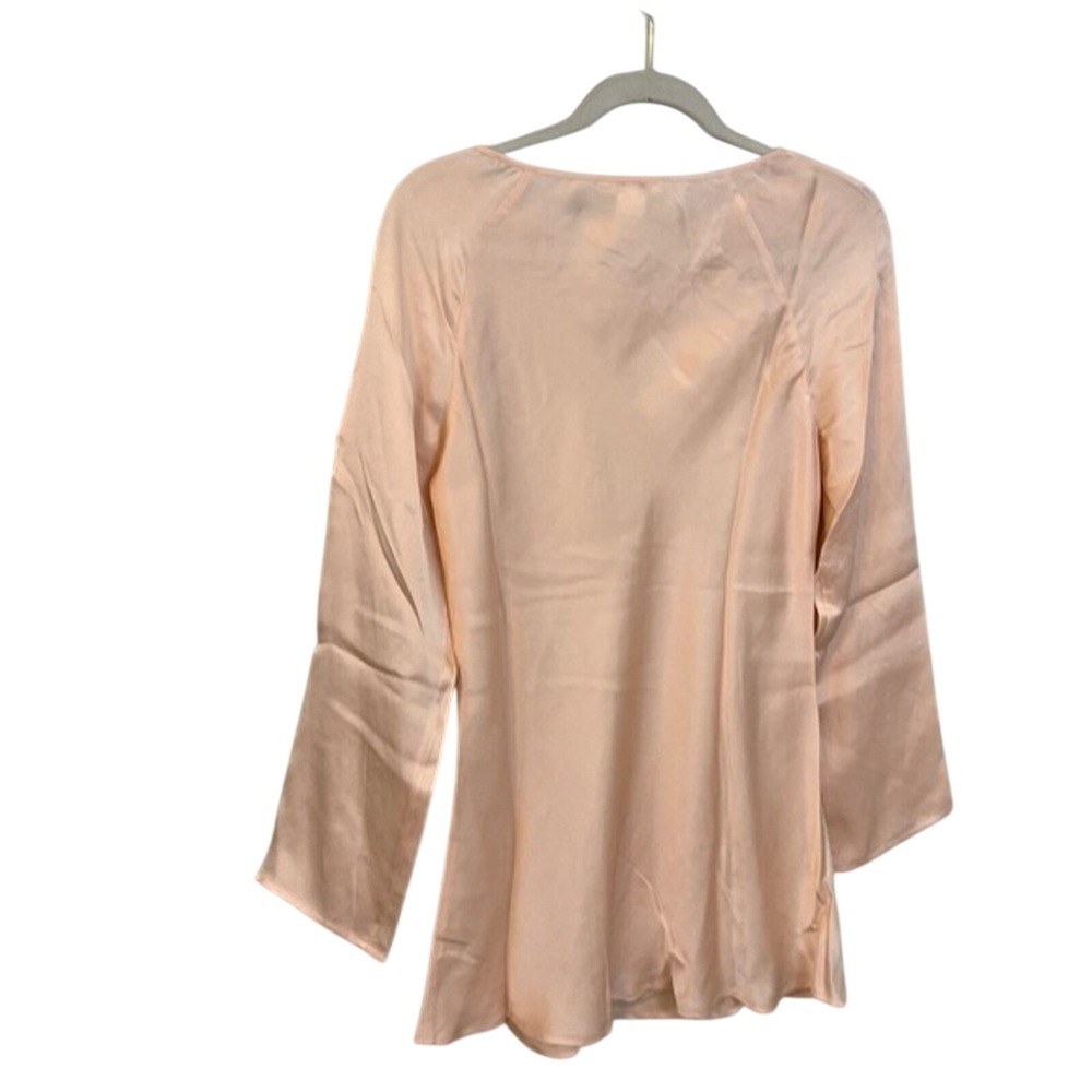 Sundance Women Pink 100% Silk Lattice Shoulder Bell Sleeve Blouse Medium